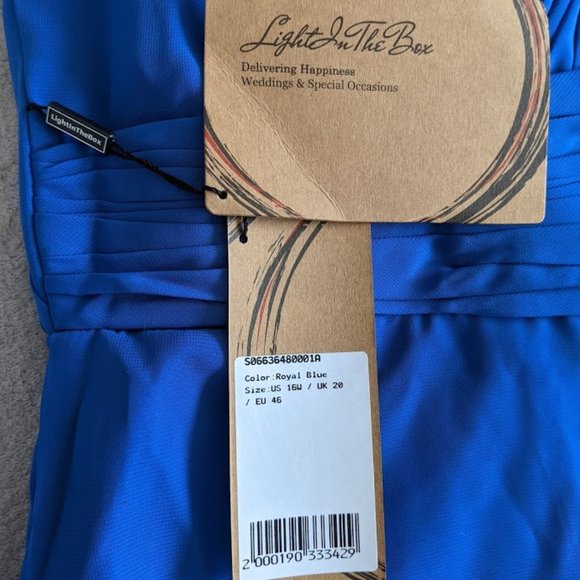 Royal Blue One Shoulder Floor Length Long Plus Size 16W Dress - Picture 7 of 8